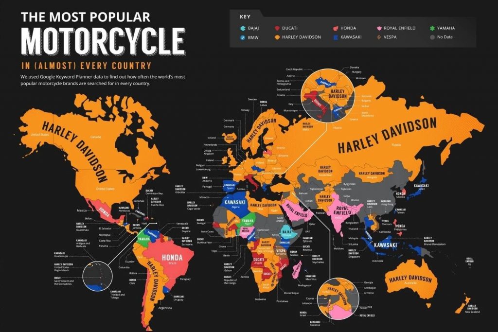Moto más deseada en cada país del mundo